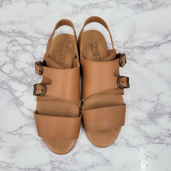 Bruno Valenti Tan Leather Sandals for Women - Picture 1 of 10